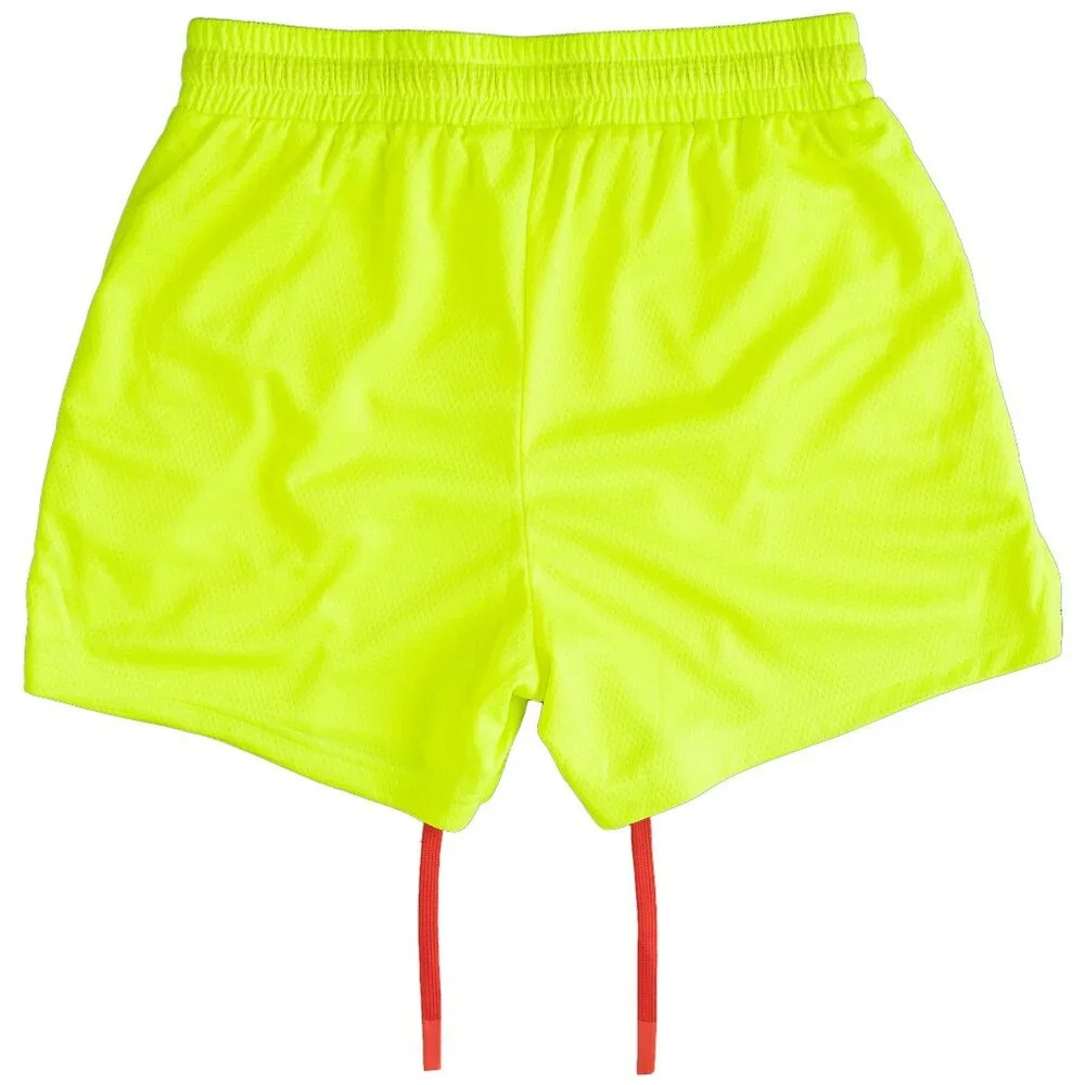 Muay Thai Flame Shorts (Mid Thigh Cut) - Neon Yellow / Black - Picture 3 of 5